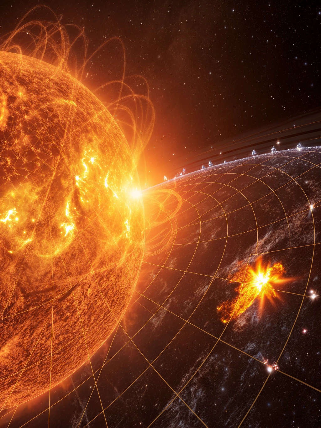 Massive solar prominence erupting from the sun's edge